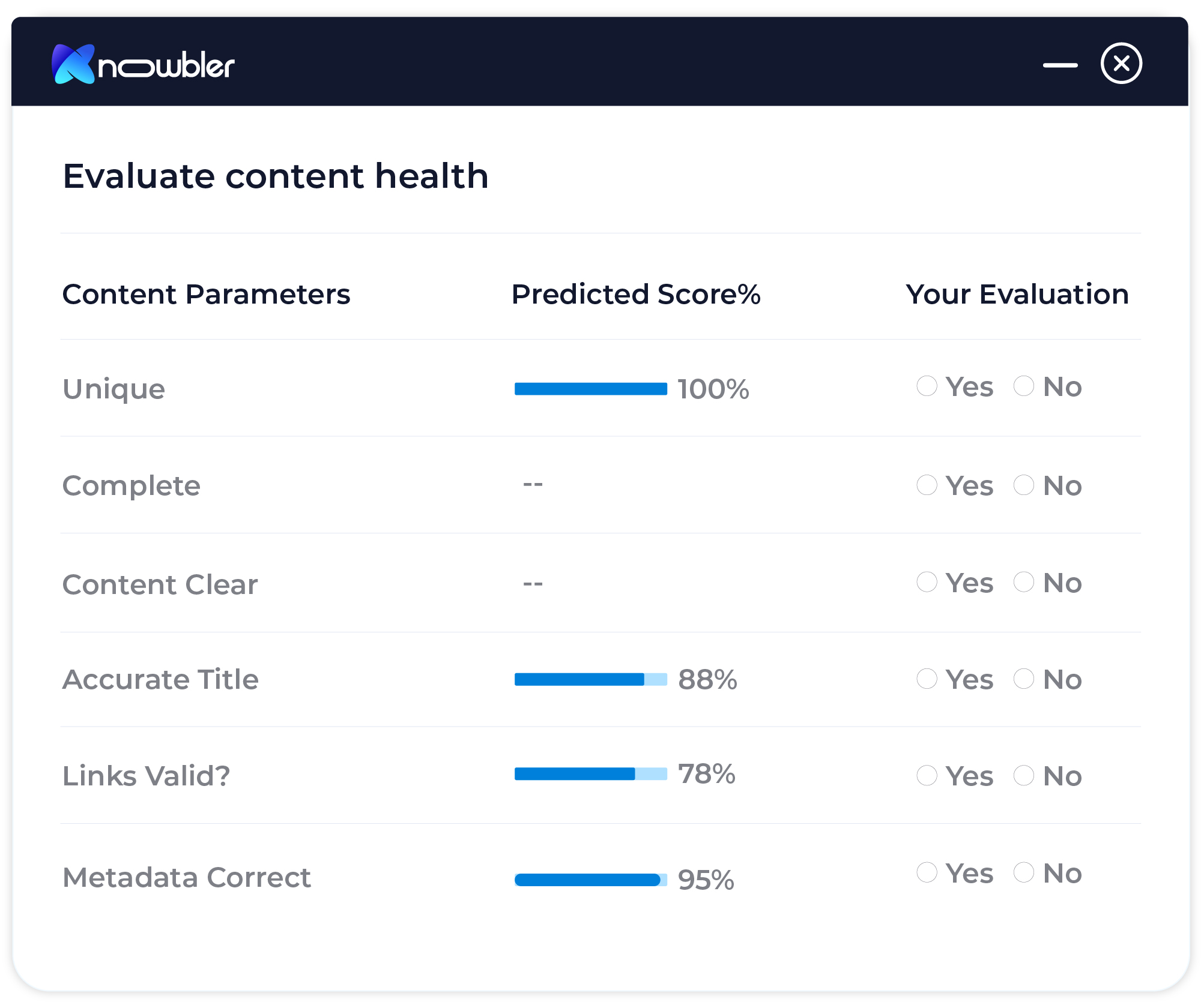 Content health evaluation